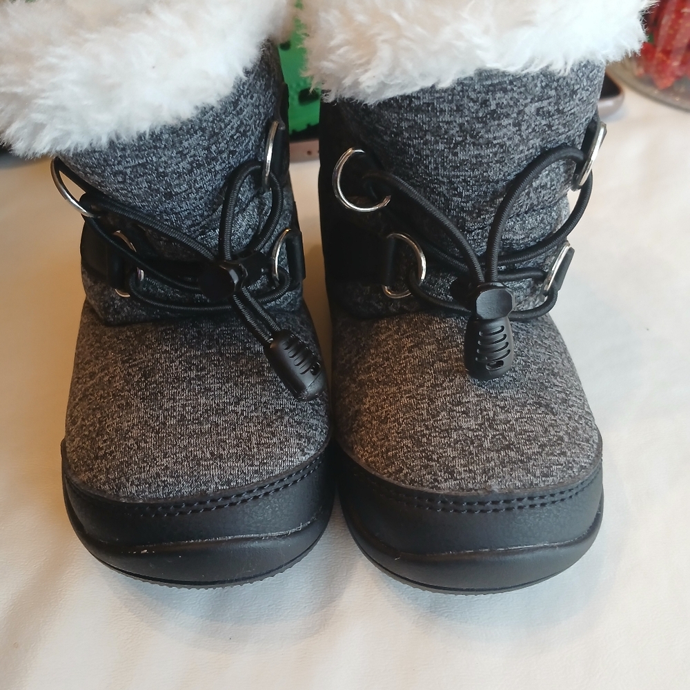 Kids Gray and Black Winter Boots